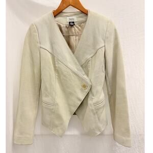 Neiman Marcus Exclusive Jacket Women's Small 100% Lamb Leather Lined‎ Moto Ivory